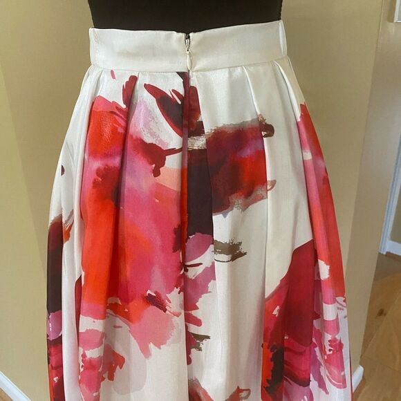 Samuel Dong Size Xs Bubble Front Pleated Red And White Maxi Skirt. Nwt! Perfect! - Picture 8 of 13